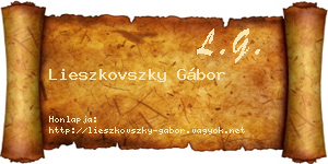 Lieszkovszky Gábor névjegykártya
